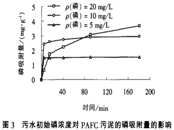 图3污水初始磷浓度对聚合氯化铝铁污泥的磷吸附量的影响